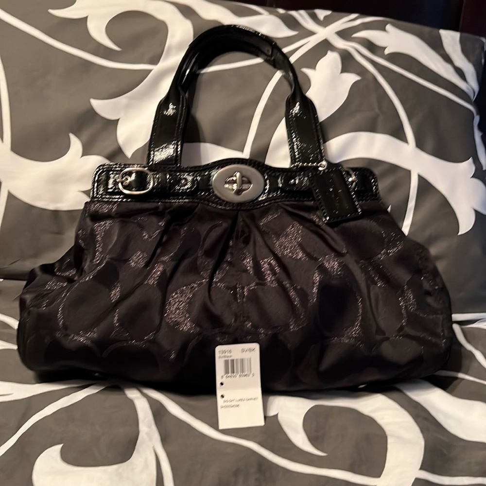 Black Coach signature,Lurex Garnet handbag